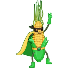 Superhero Corn Classroom Vegetable Transparent Sticker